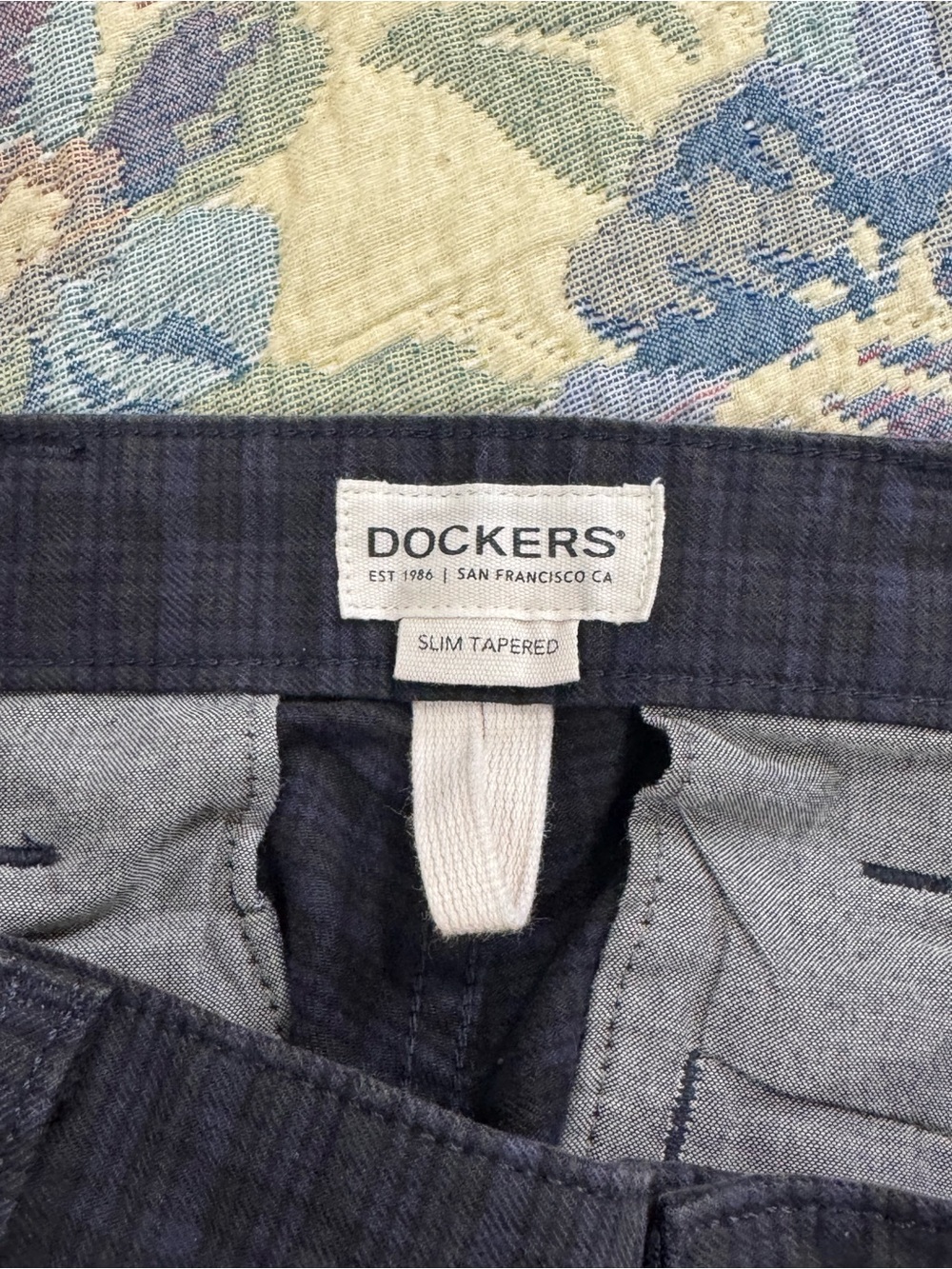 Dockers Men's Dark Charcoal Plaid Dress Pants - Picture 4 of 5